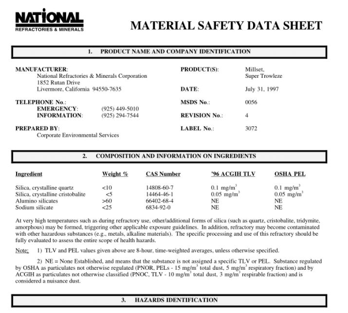 MSDS (Material Safety Data Sheet) 2